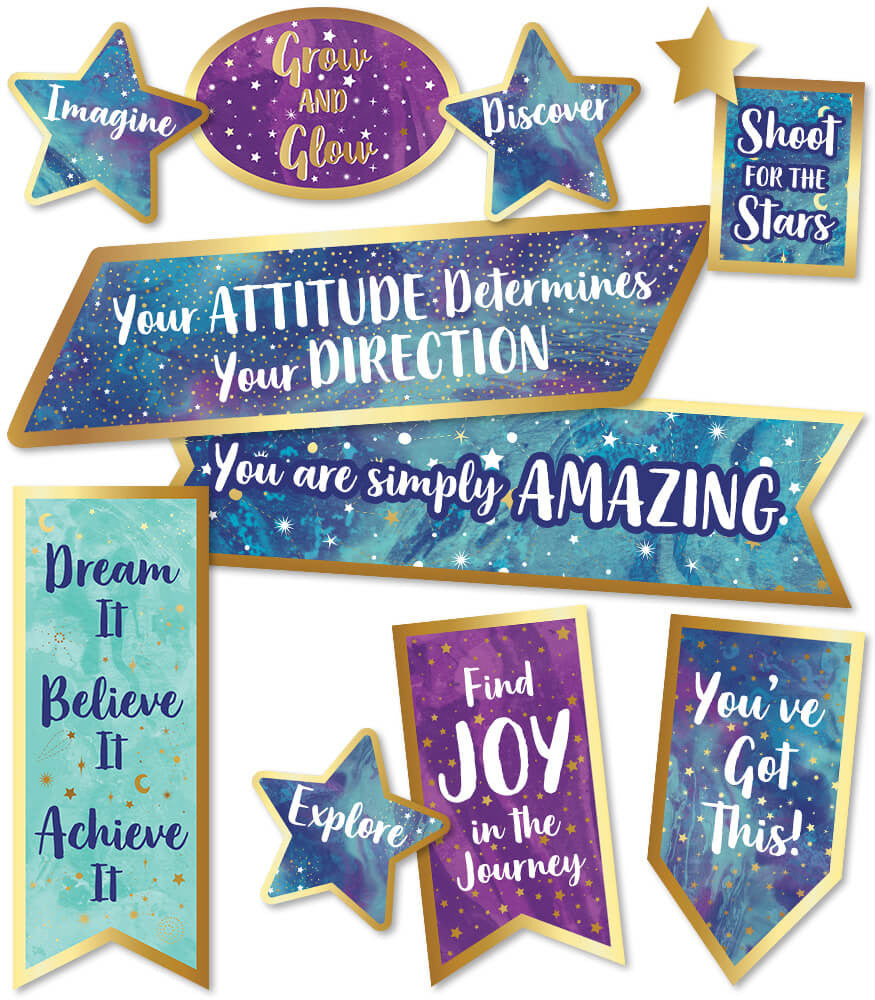 Motivational Signs Mini Bulletin Board Set | 18 pieces