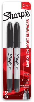 Sharpie Twin Tip Fine Point and Ultra Fine Point Permanent Markers Black Pkg. 2