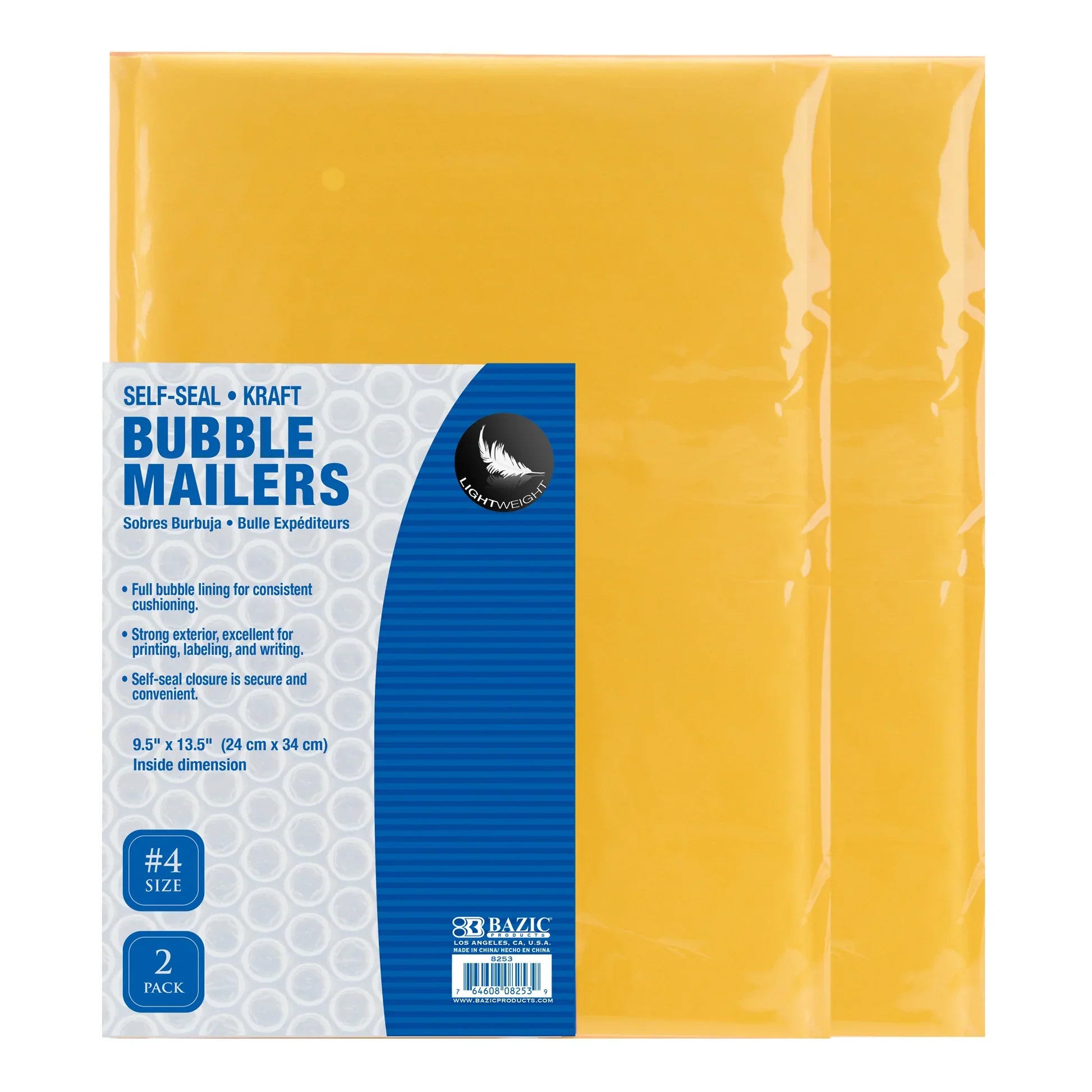 9.5" X 13.5" (#4) Self-Seal Bubble Mailers (2/Pack)