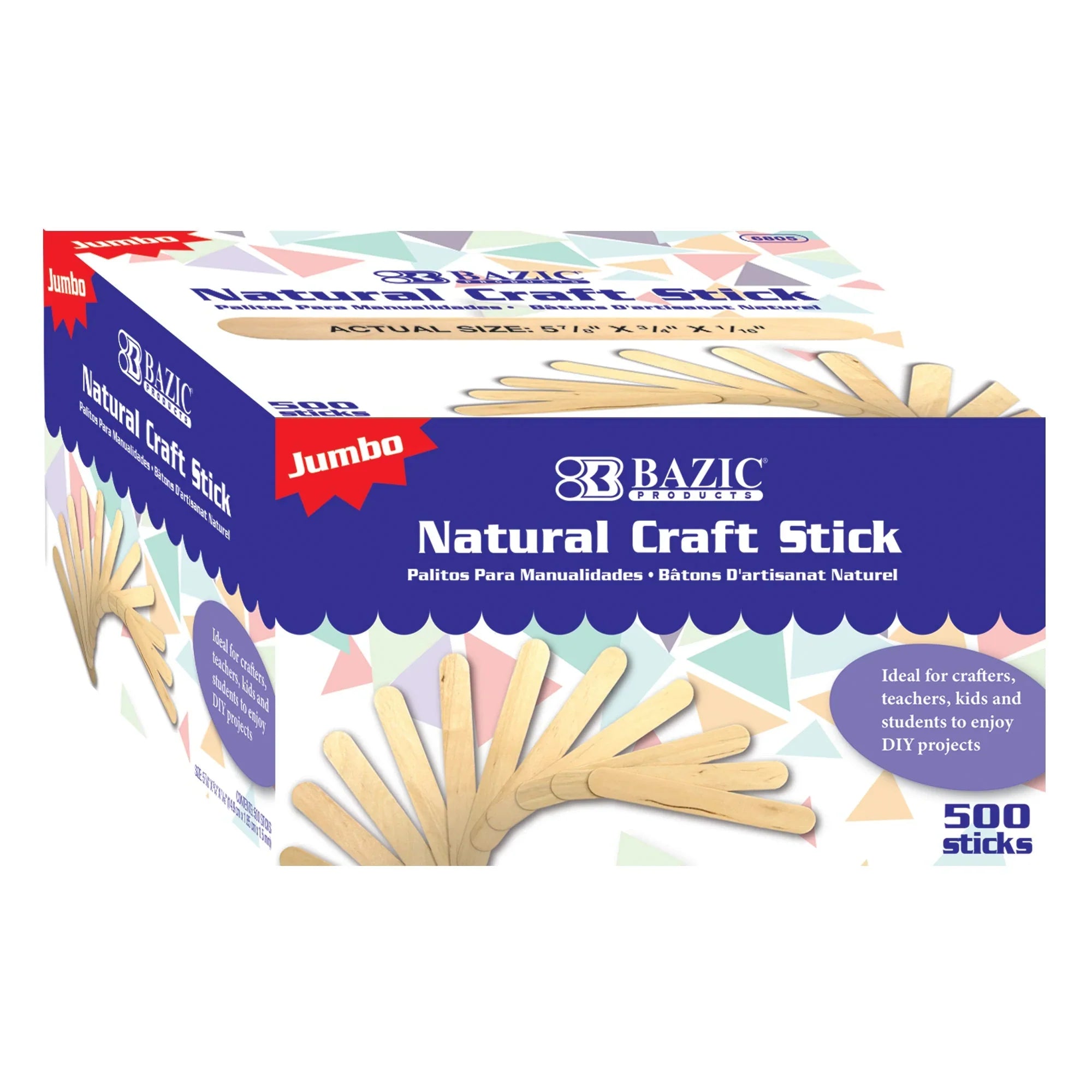 Jumbo Natural Craft Stick (500/Box)