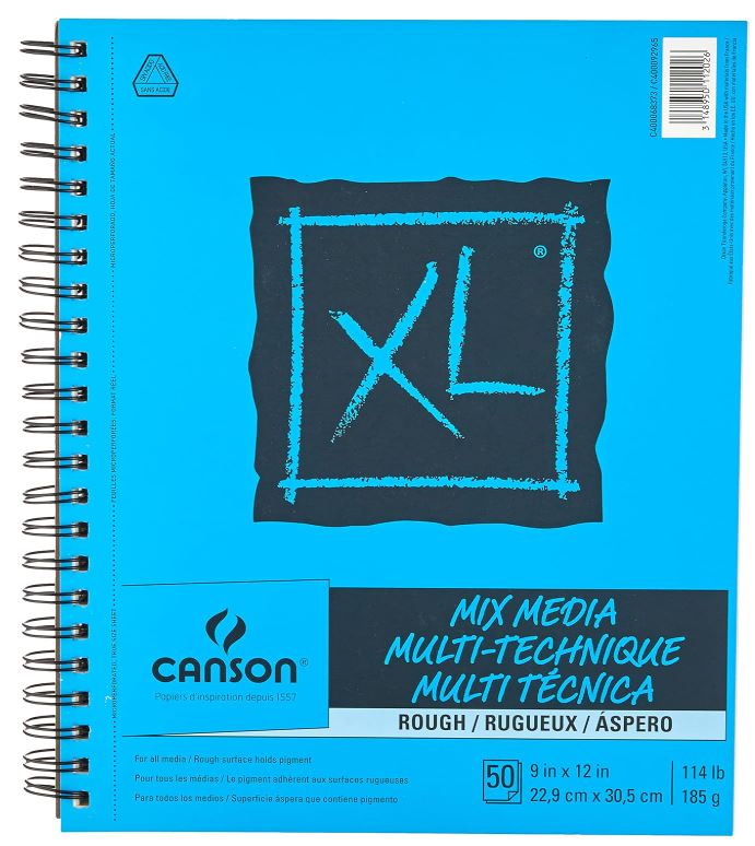 Canson XL Series Mixed Media Pad Rough Texture Side Wire 9" x 12" 50 Sheet 114 lb