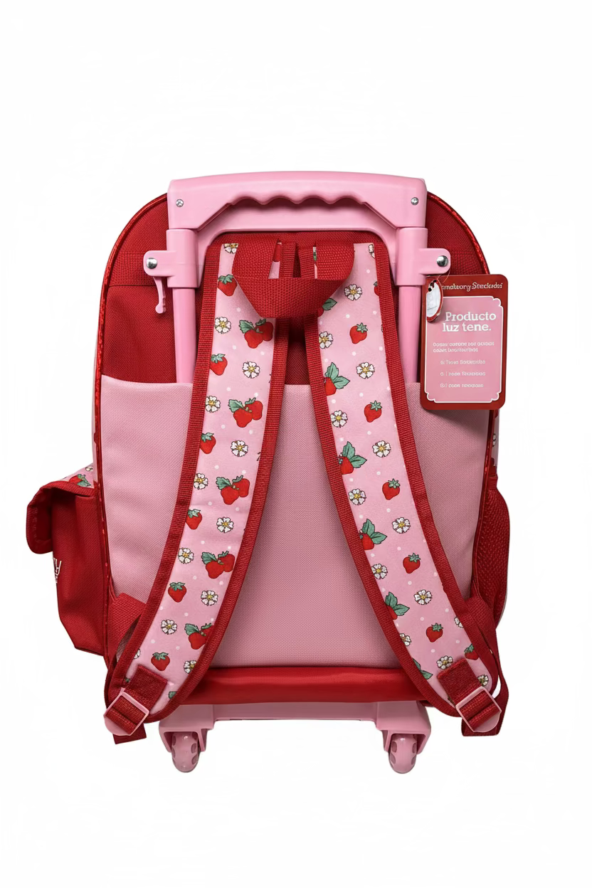 MOCHILA PRIMARIA CON RUEDAS INFANTIL FEMENINO SHORTCAKE IP HOLDING STRAWBERRY