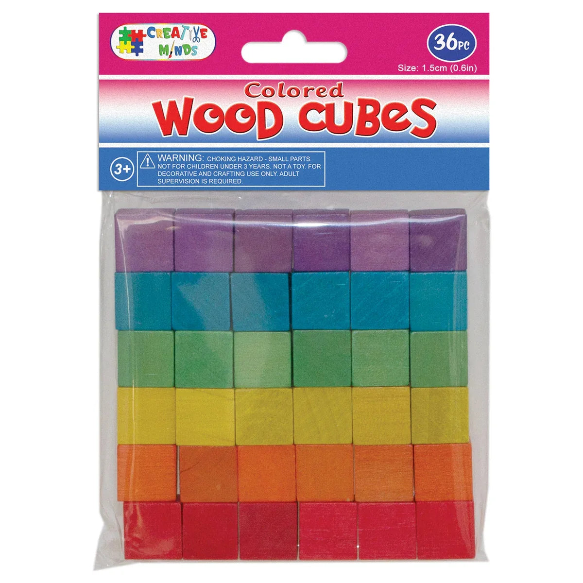 Wood Craft Cubes Colors | 1.5CM | 36PC