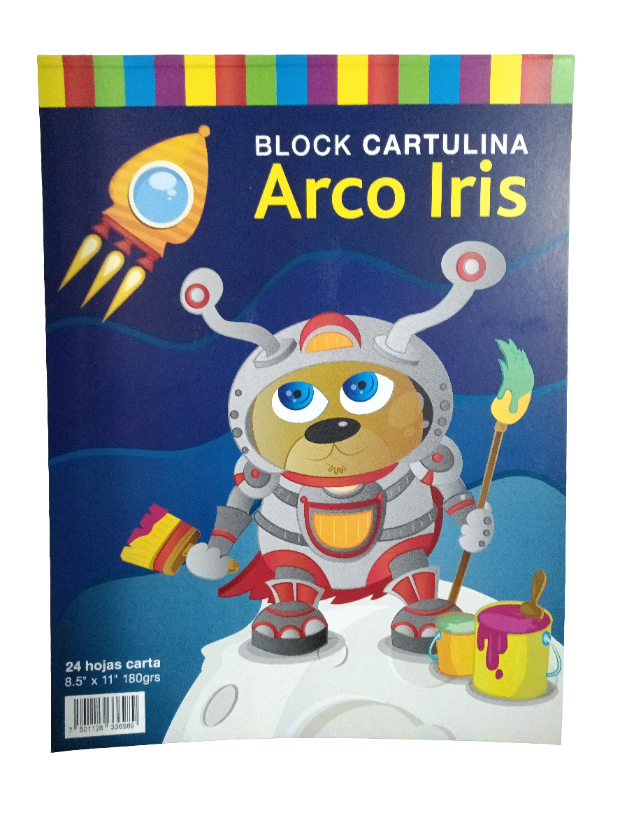 BLOCK CARTULINA ARCO IRIS 24 HOJAS 180GRM